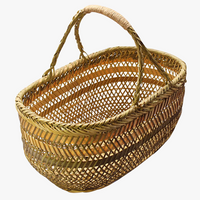 wicker shopping basket with bamboo handle for the garden