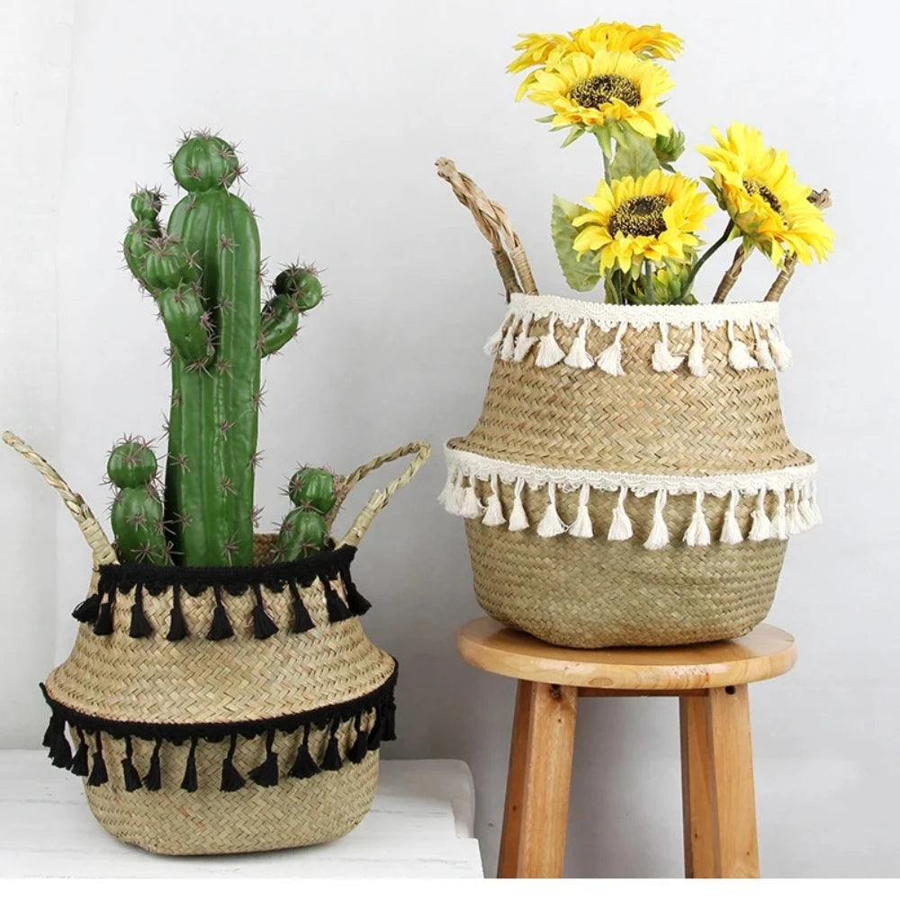 boho decor handmade rattan wicker storage baskets