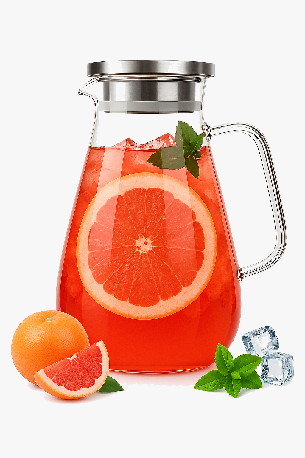 2l glass pitcher with lid sturdy handle