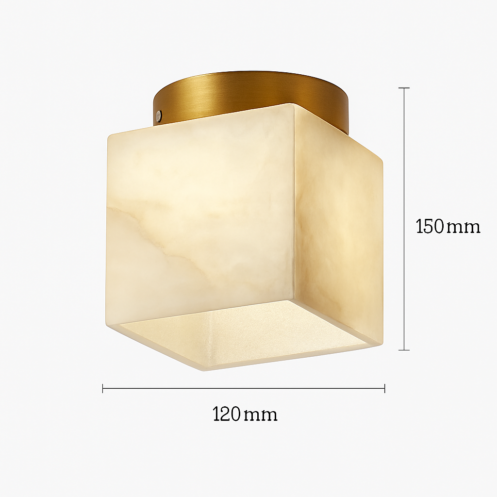Luxury marble ball LED ceiling light in golden brass for entryway, restroom, bedroom, balcony, or hallway