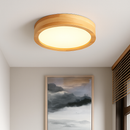 Solid wood circular ceiling light