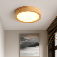 Solid wood circular ceiling light