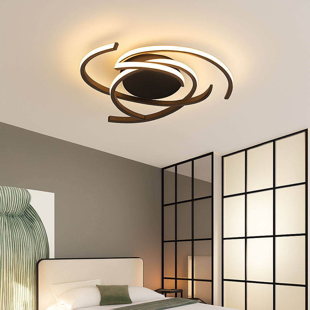 LED designer ceiling light with intertwined semi-circles Dilia - vue 3 sur 6