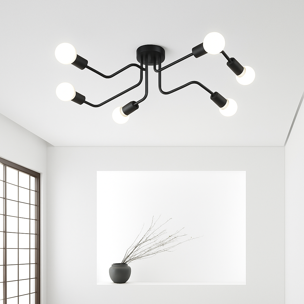 Designer LED ceiling light with multiple arms