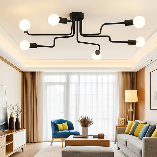 Designer LED ceiling light with multiple arms - vue 4 sur 7