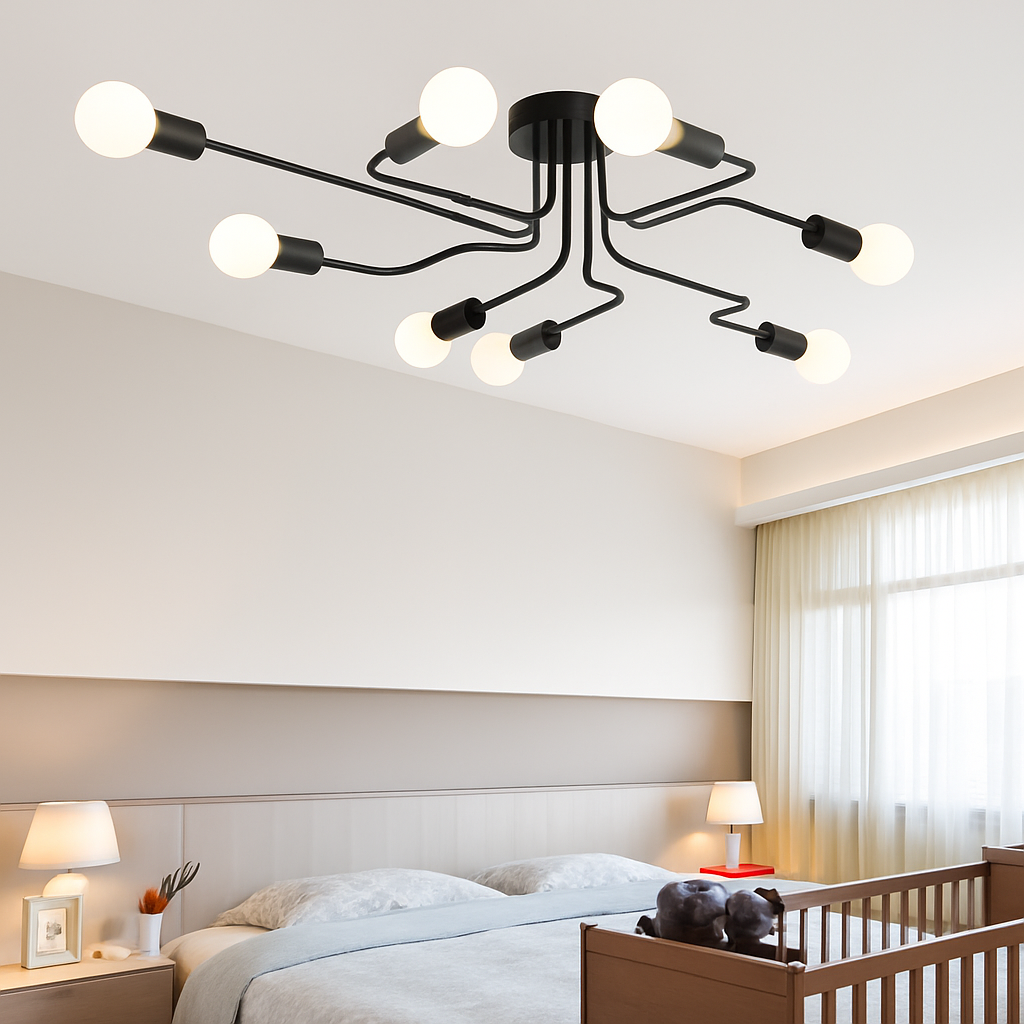 Designer LED ceiling light with multiple arms - vue 4 sur 7