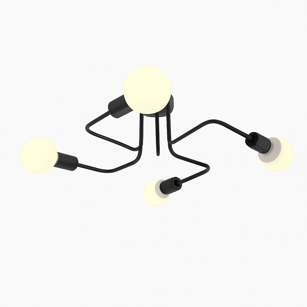 Designer LED ceiling light with multiple arms