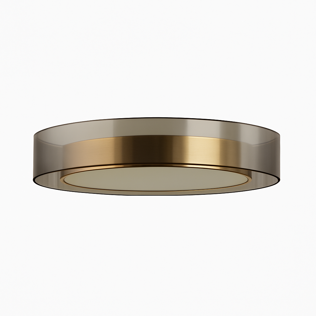 Modern gold LED ceiling light with disc loft design - vue 4 sur 6