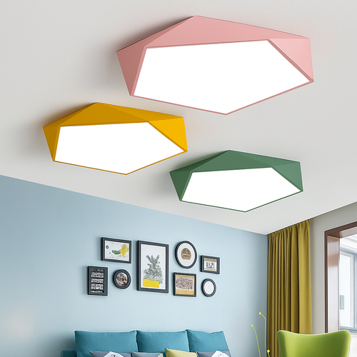 Colored geometric LED design ceiling light - vue 2 sur 7