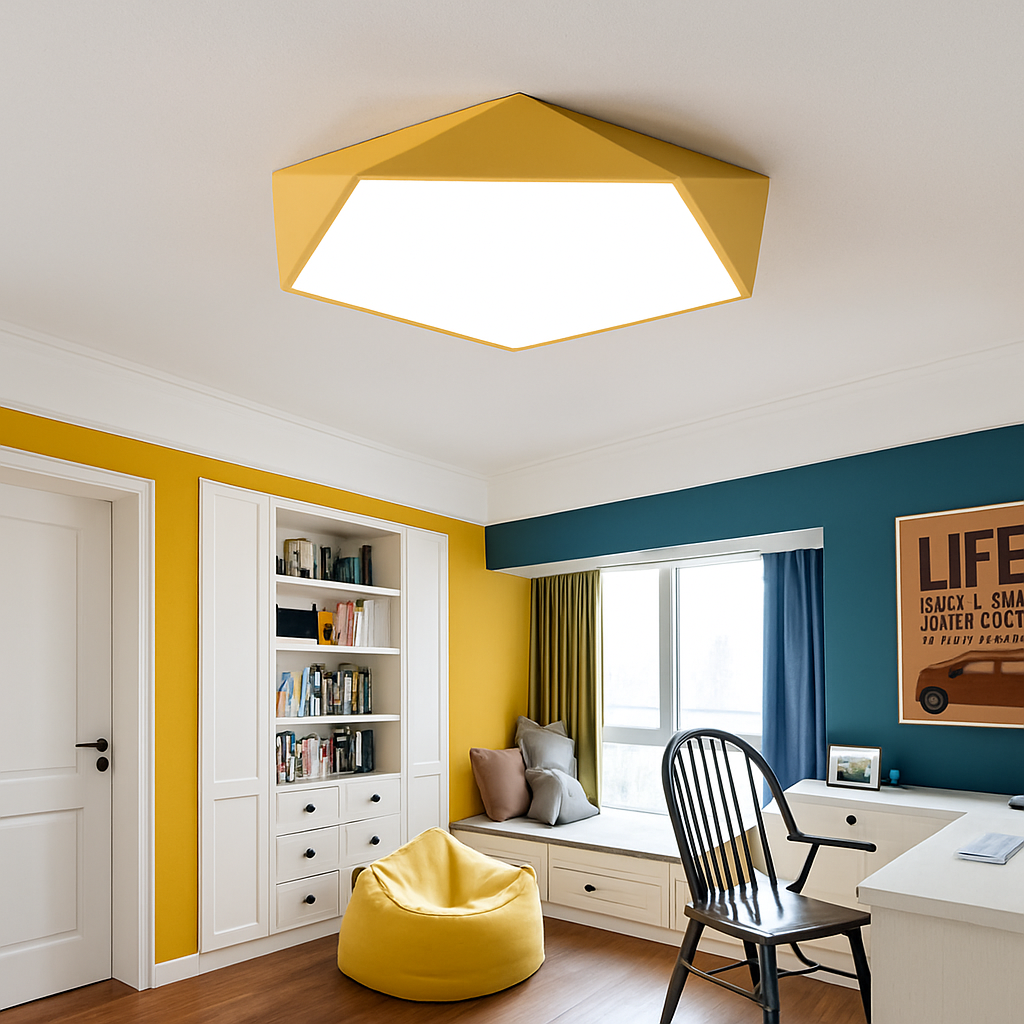 Colored geometric LED design ceiling light - vue 7 sur 7