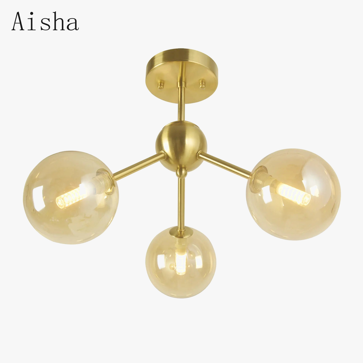 Three-head gold ceiling light for modern lighting
