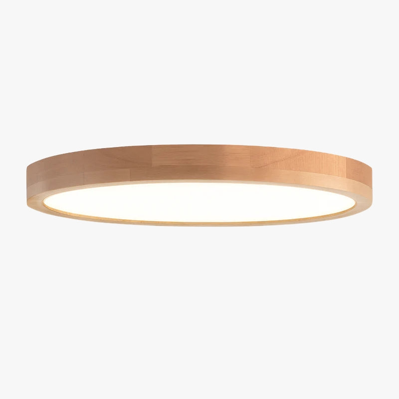 Ultra-slim round wooden LED ceiling light