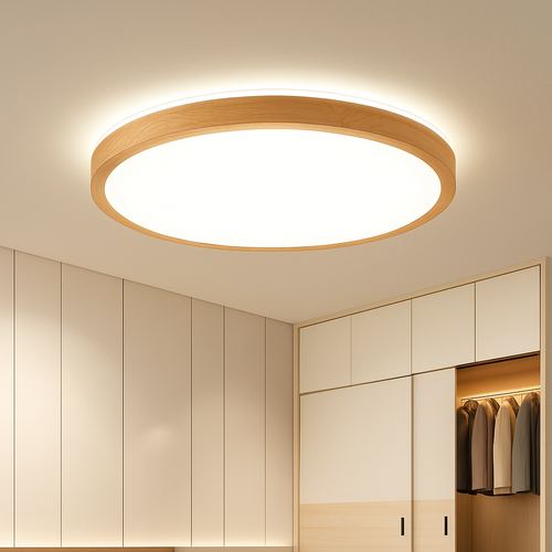 Wooden LED ceiling light (various shapes) - vue 3 sur 15