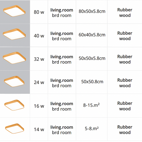 Wooden LED ceiling light (various shapes) - vue 13 sur 15