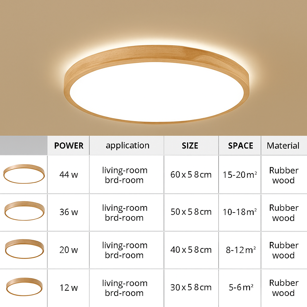 Wooden LED ceiling light (various shapes) - vue 14 sur 15