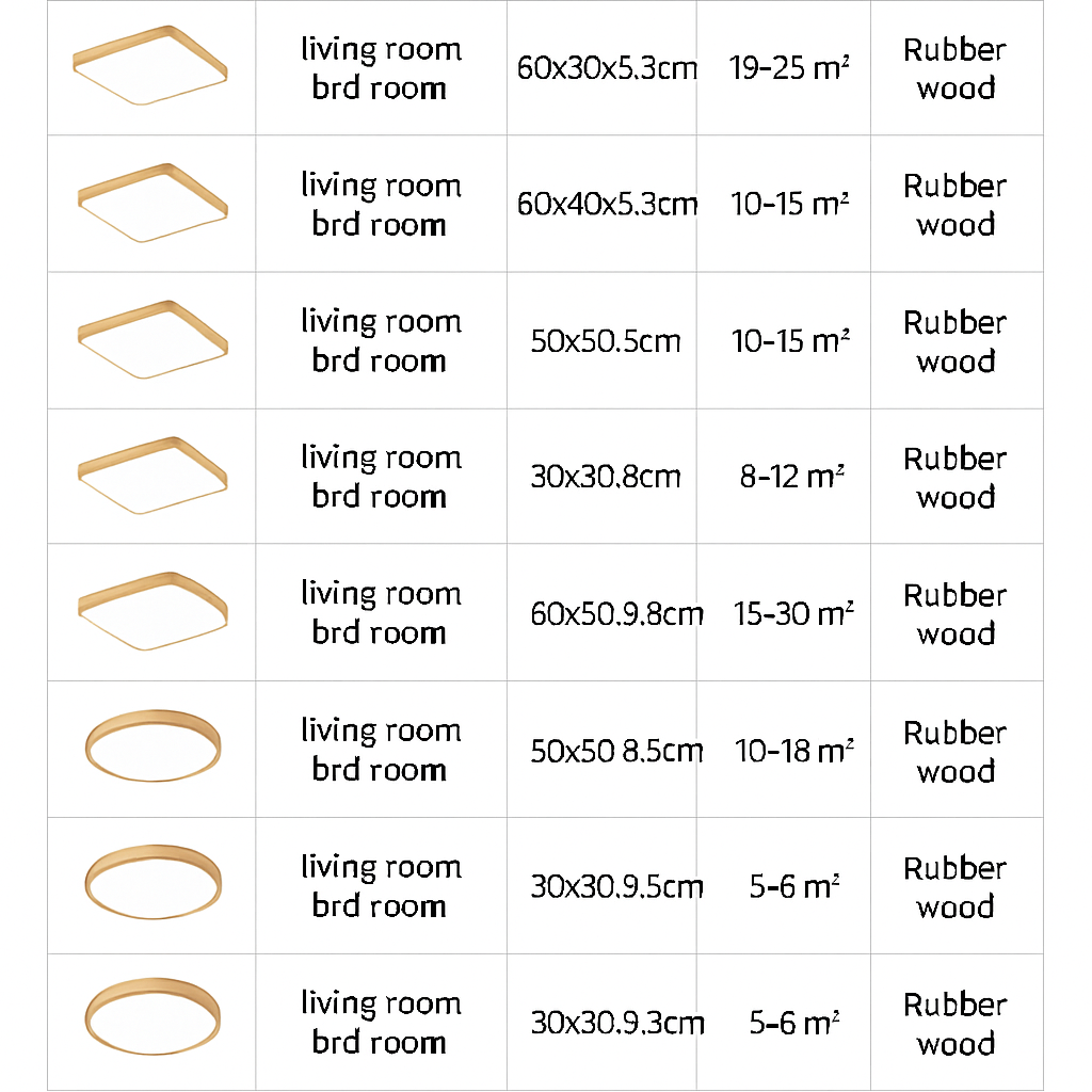 Wooden LED ceiling light (various shapes) - vue 15 sur 15