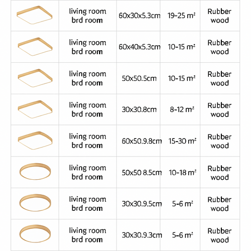 Wooden LED ceiling light (various shapes) - vue 16 sur 15