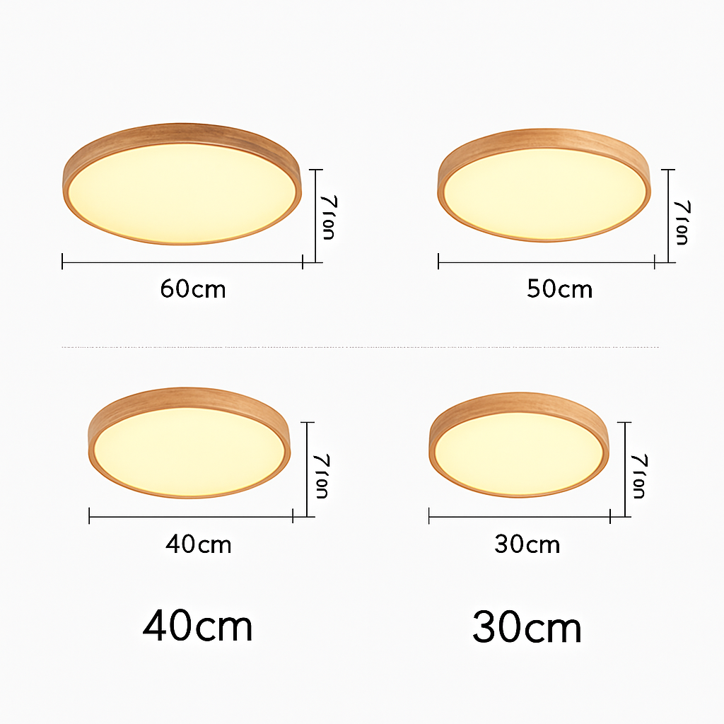 Plafonnier en bois à LED très fin en forme de rond - vue 5 sur 5
