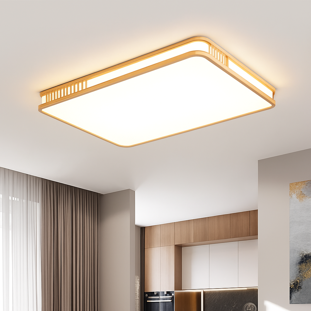 Natural wood LED ceiling light for interior decoration - vue 5 sur 14