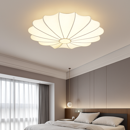 Japanese round art ceiling light in silk, minimalist lounge and bedroom nelson lamp - vue 2 sur 12