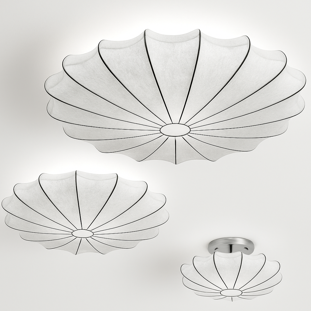 Japanese round art ceiling light in silk, minimalist lounge and bedroom nelson lamp - vue 5 sur 12