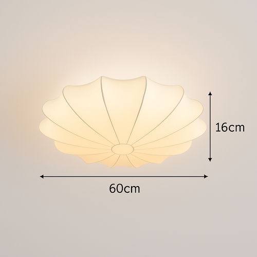 Japanese round art ceiling light in silk, minimalist lounge and bedroom nelson lamp - vue 9 sur 12
