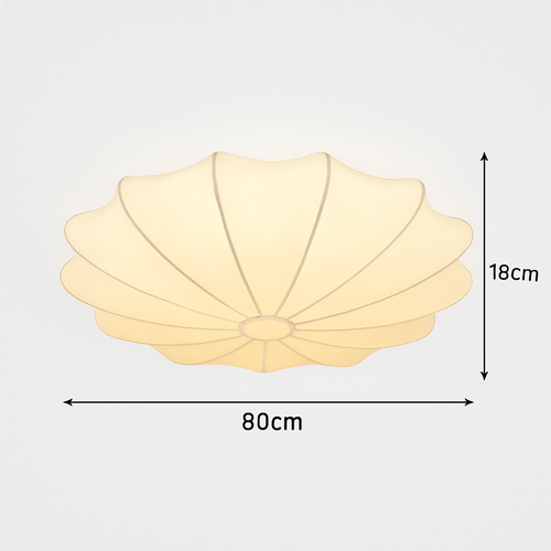 Japanese round art ceiling light in silk, minimalist lounge and bedroom nelson lamp - vue 11 sur 12