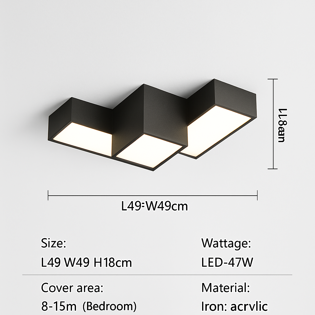 Plafonnier Led carré minimaliste moderne