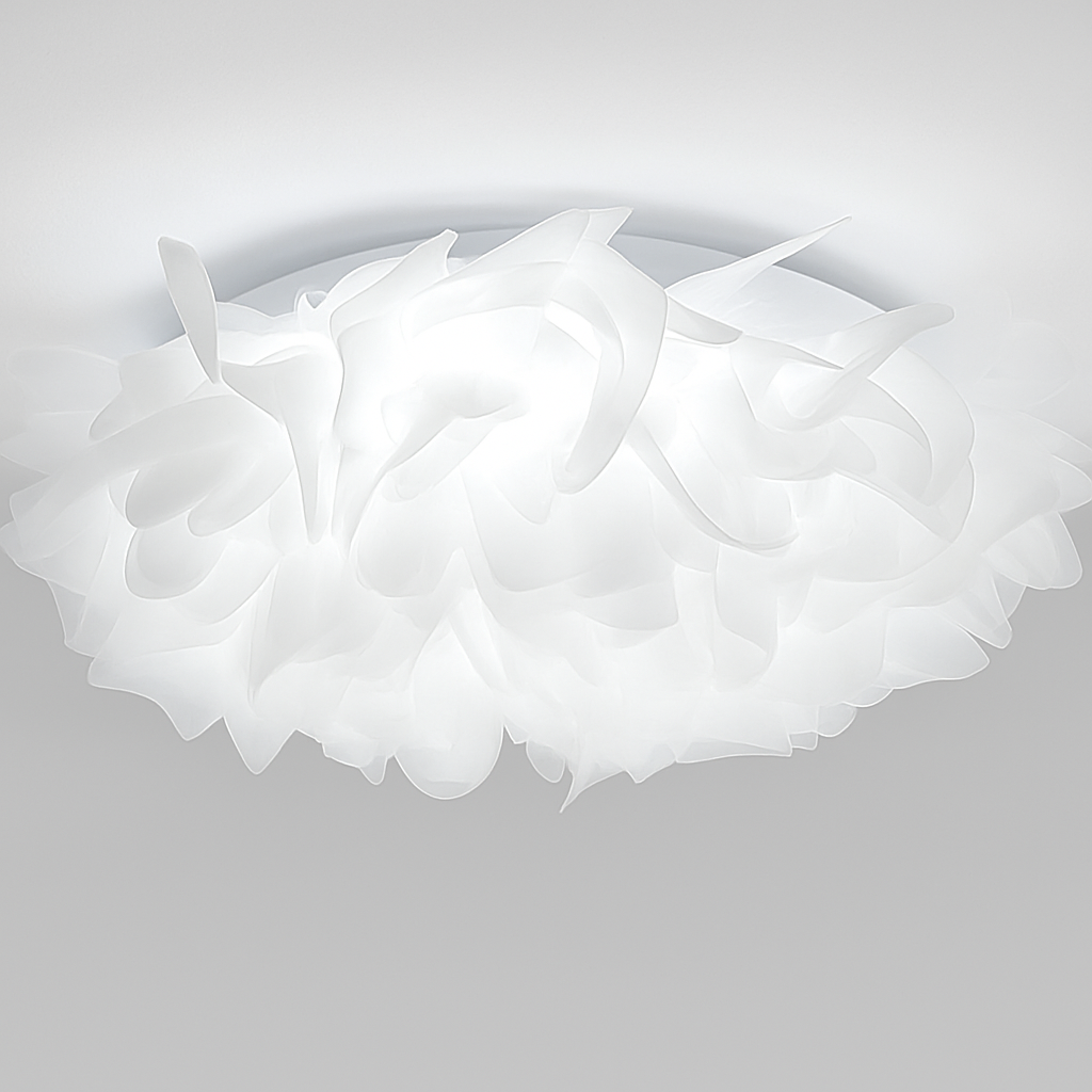 Nordic chic white flower LED ceiling light - vue 3 sur 6