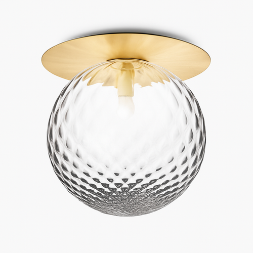 Round gold LED ceiling light with glass globe porch - vue 4 sur 5