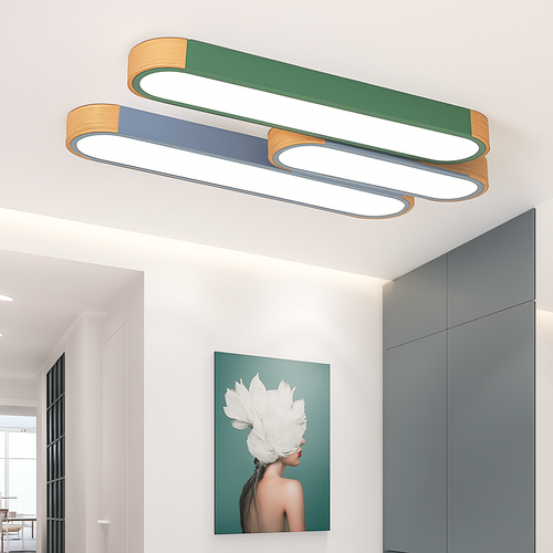 Dimmable LED wooden ceiling light for multiple spaces - vue 5 sur 15