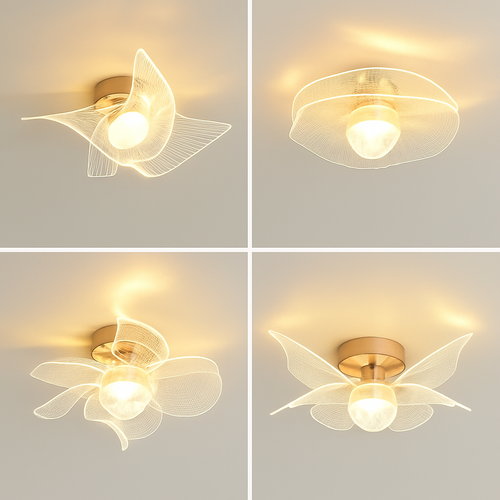 Nordic style gold acrylic LED ceiling light - vue 3 sur 10
