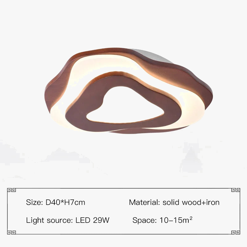 Nordic design wooden LED ceiling light with remote control