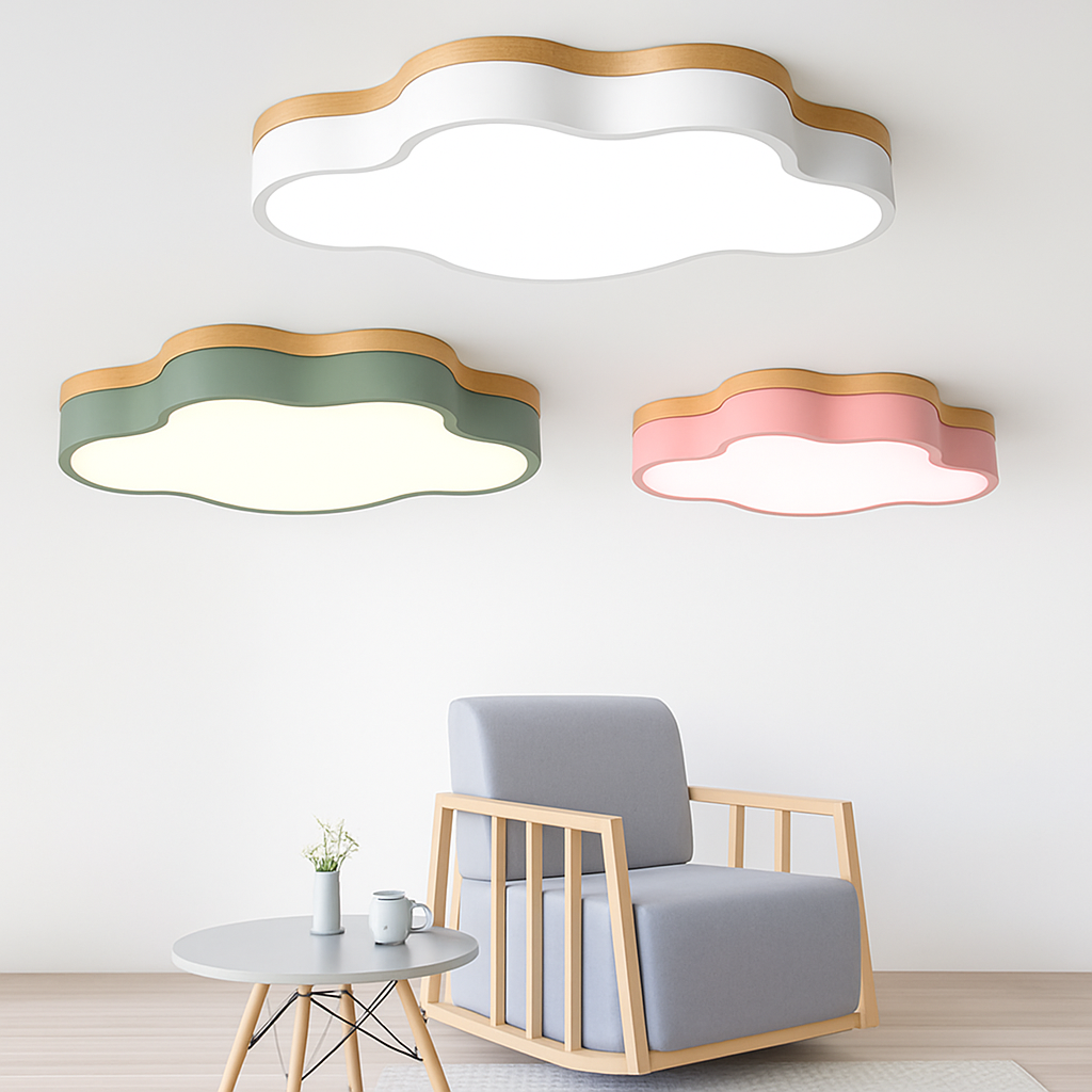 Botimi cloud-shaped wooden LED ceiling light