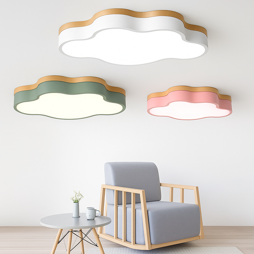 Botimi cloud-shaped wooden LED ceiling light - vue 3 sur 8