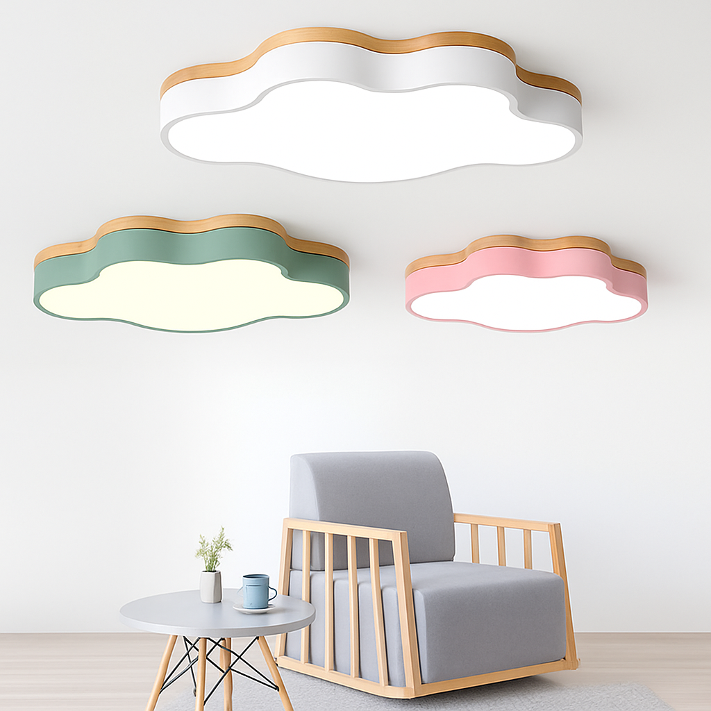 Botimi cloud-shaped wooden LED ceiling light - vue 7 sur 8