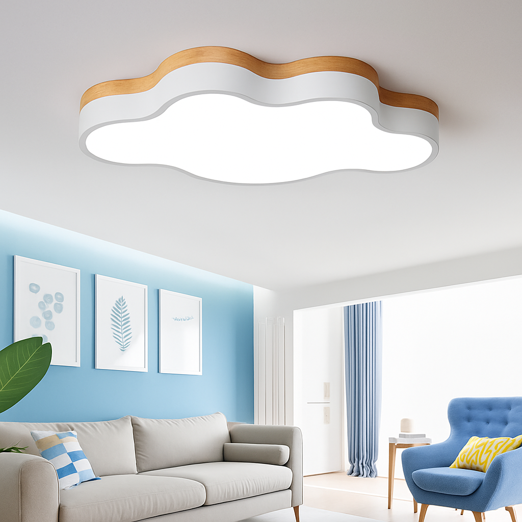 Botimi cloud-shaped wooden LED ceiling light - vue 8 sur 8