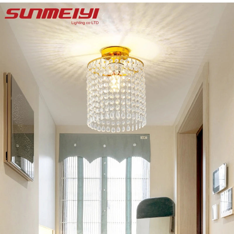 Gold crystal LED ceiling light for interior decor