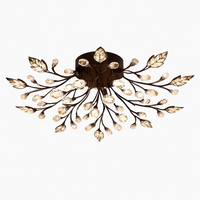 Crystal flower and leaf LED ceiling light