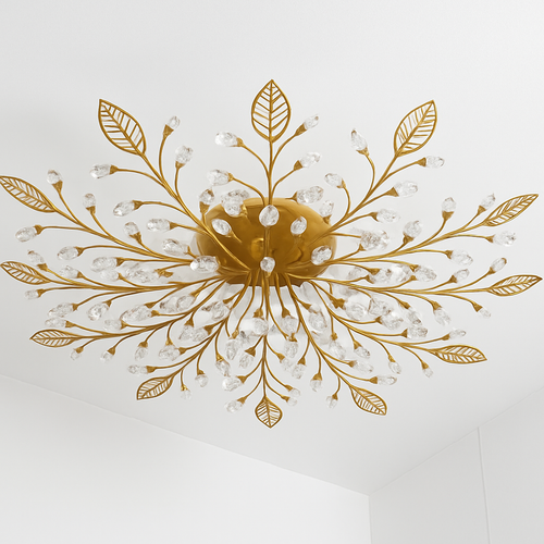 Crystal flower and leaf LED ceiling light - vue 5 sur 7