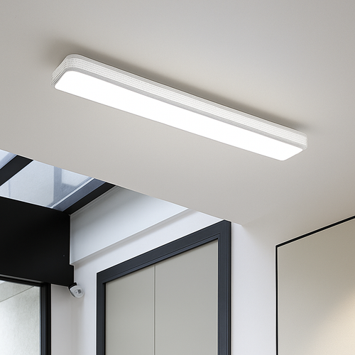 Minimalist rectangular recessed LED ceiling light for long hallway - vue 3 sur 21