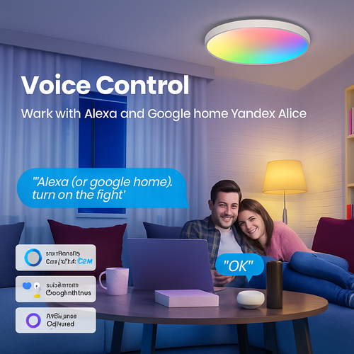Smart LED ceiling light tuya zigbee with voice and app control - vue 4 sur 8