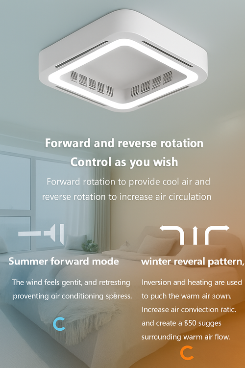 Modern LED ceiling light with fan and remote control - vue 4 sur 8