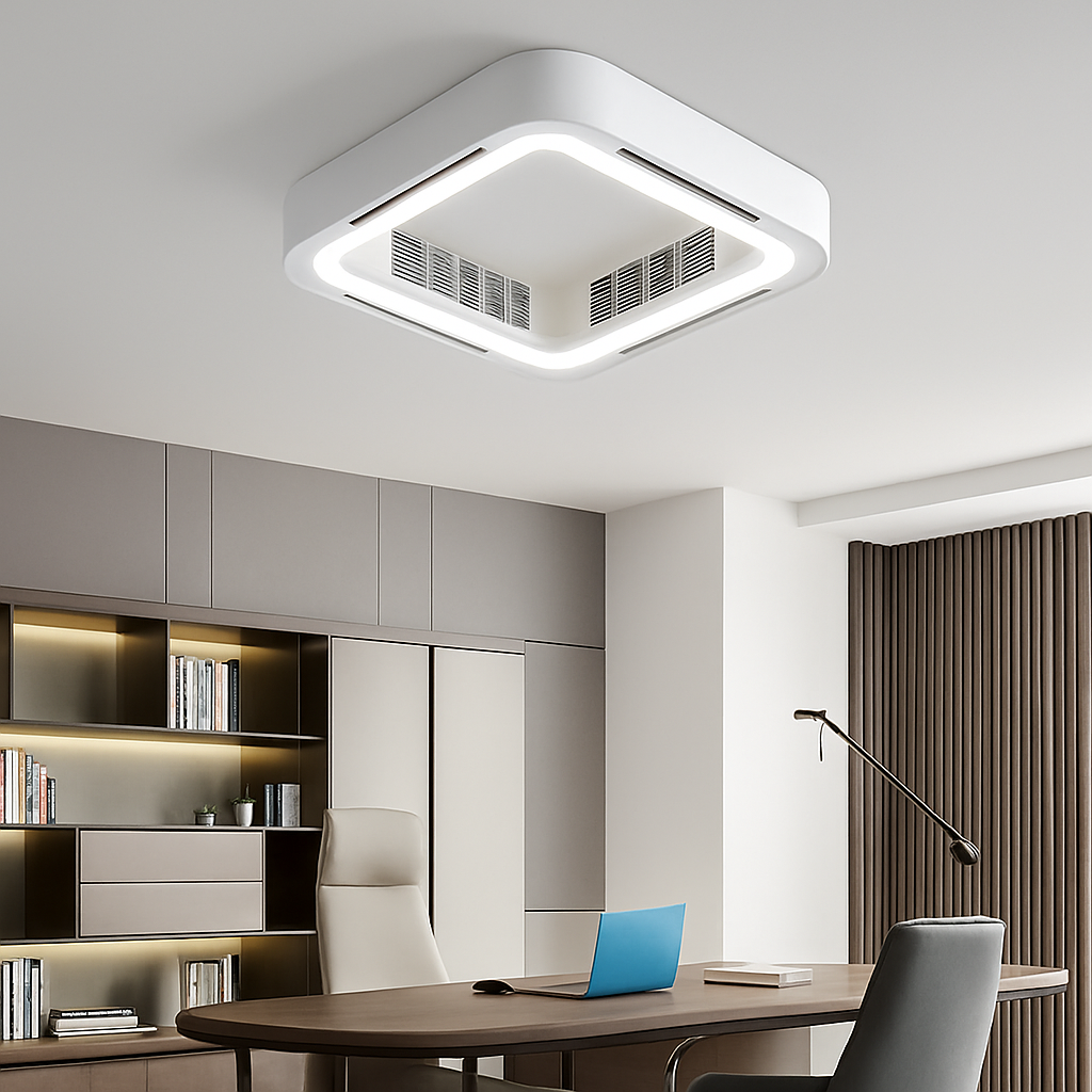Modern LED ceiling light with fan and remote control - vue 6 sur 8