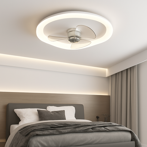 Modern LED ceiling light with remote control fan and adjustable brightness - vue 4 sur 11