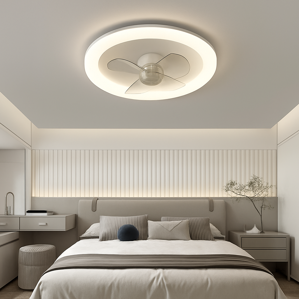 Modern LED ceiling light with remote control fan and adjustable brightness - vue 5 sur 11