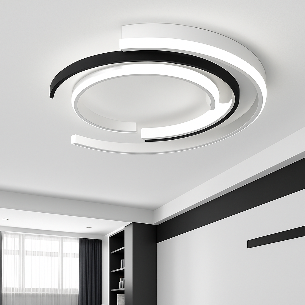 Modern circular arc LED ceiling light - vue 3 sur 4