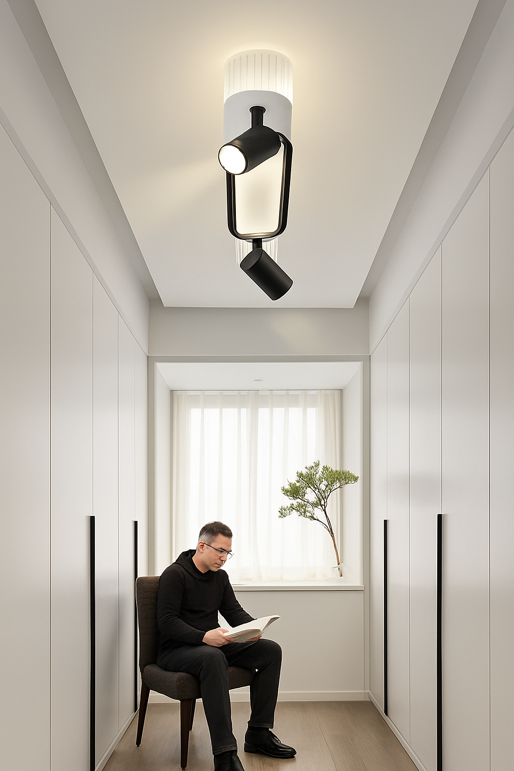 Modern LED ceiling light for living room, hallway, cloakroom and corridor with spotlight chandelier decor - vue 4 sur 12