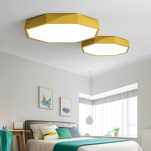 Slim colourful octagon LED ceiling light Balcony - vue 5 sur 6