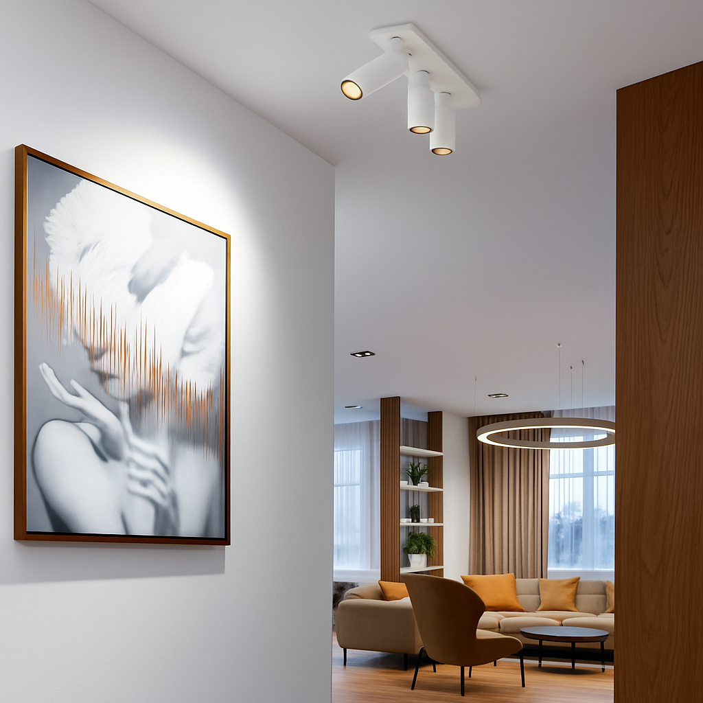 Adjustable aluminium LED ceiling light with two or three heads